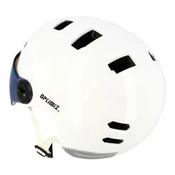 Casque Visière Clignotant Et Bluetooth Optimiz 390 -VTT Soldes Boutique casque avec visiere retractable blanc brillant optimiz