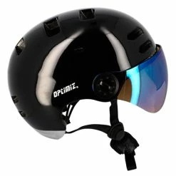 Casque Visière Clignotant Et Bluetooth Optimiz 390 -VTT Soldes Boutique casque velo visiere tendance noir brillant optimiz