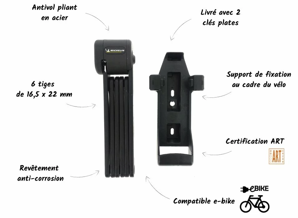 Antivol Pliant Vélo à Clés Michelin 6 Antivol Pliant Vélo à Clés Michelin – Image 4